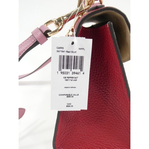Coach 1941 Red Multi Colorblock Pepper Satchel NWT C6993 - Picture 5 of 5